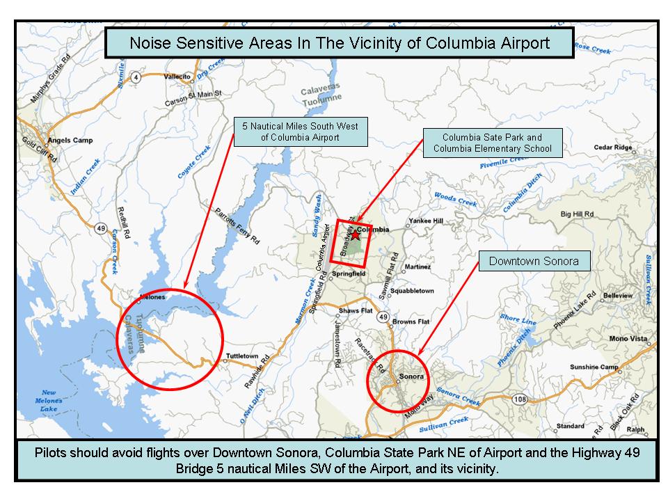 Columbia Airport noise sensitive areas map