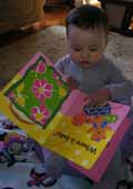Young child looking at a book