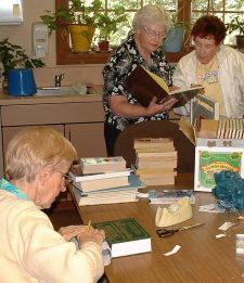 Three women volunteering